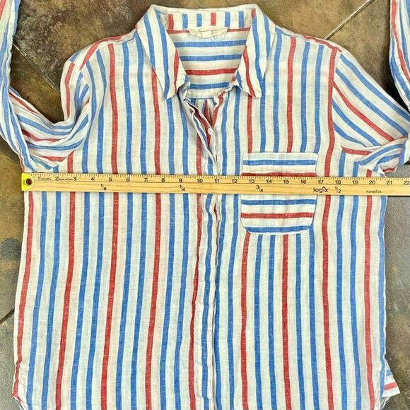 Two By Vince Camuto Striped Linen Button Down Shirt Medium - Picture 6 of 8